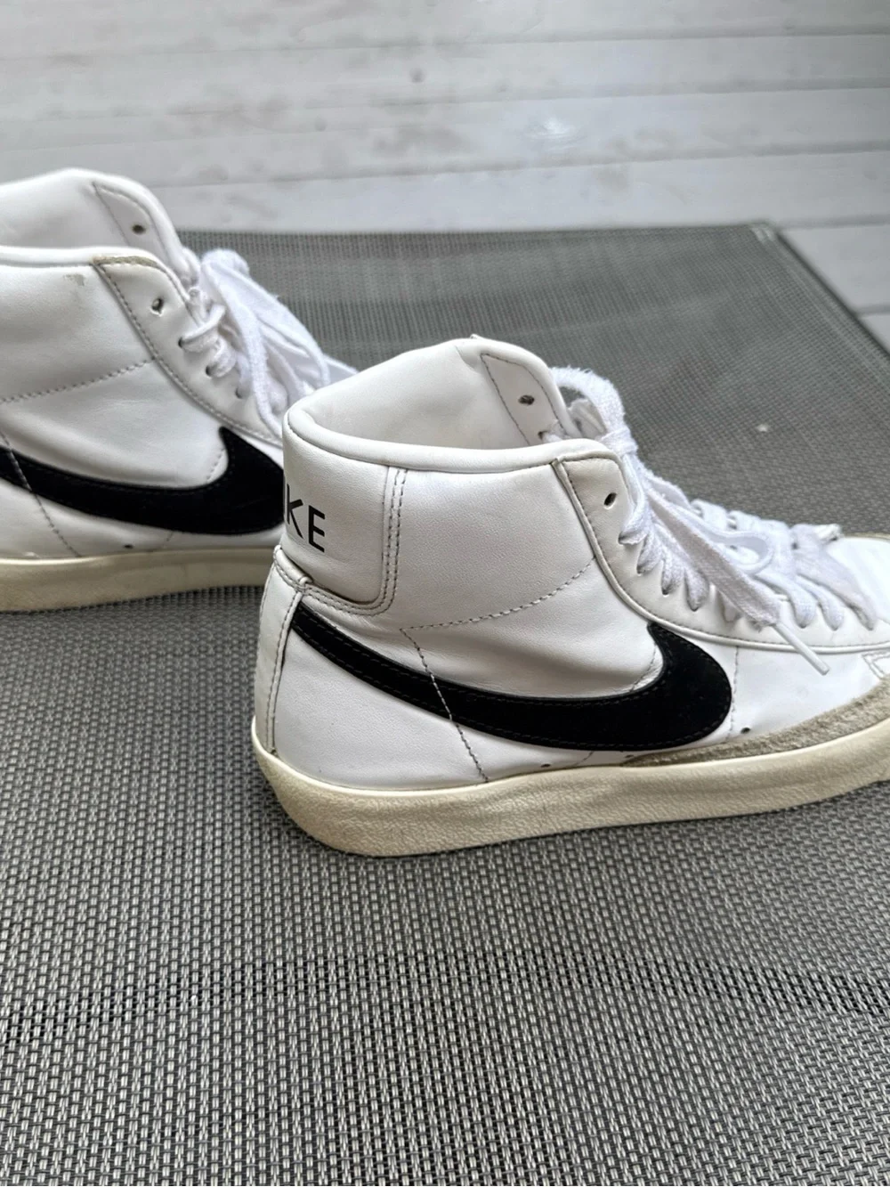 Nike Women’s Blazer Mid’77 White and Black High-Top Sneakers with Suede Toe